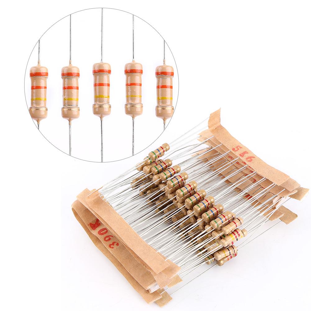 1000pcs 1Celsius2W Carbon Film Resistors Assortment Kit 5% Tolerance 100 Values 1ohm to 10Mohm with Individually Labeled Packs for Electronics Project