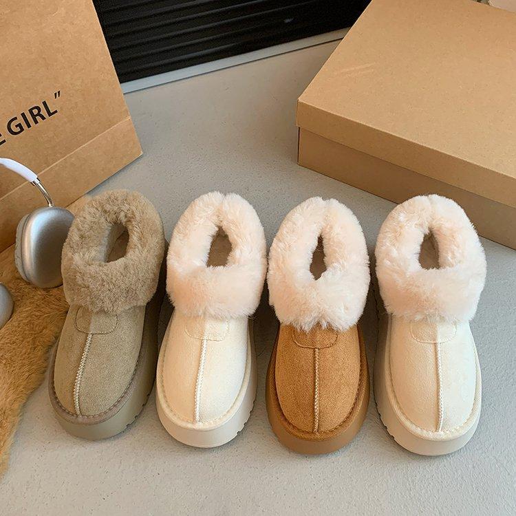 Snow boots women's winter velvet warm fur integrated large cotton shoes Northeast outdoor non-slip thick-soled fluffy shoes