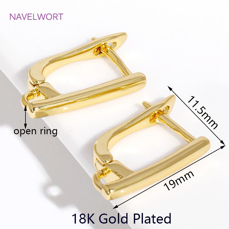 DIY Earring Making Accessories 18K Gold Plated Smooth Earring Hook Clasps Brass Metal Earwires Hooks,Jewelry Making Supplies