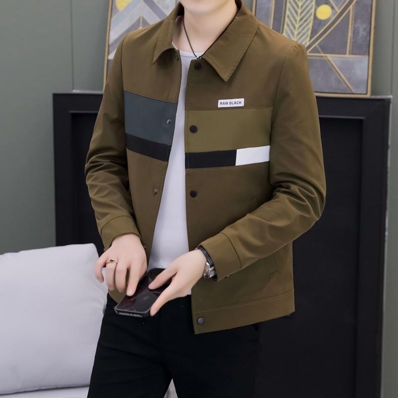 New Coat Men's Spring and Autumn Trendy Slim Korean Style Handsome Lapel Jacket Simple and Versatile Casual