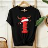 Cute Cartoon Xmas Initial A~Z Graphic T Shirts Christmas Reindeer Lights Print T-Shirts Holiday Party Family Matching Tshirts