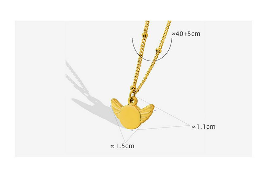 Gold-Plated Geometric Wing Pendant Necklace: Japanese-Korean Design with Titanium Steel Clavicle Chain
