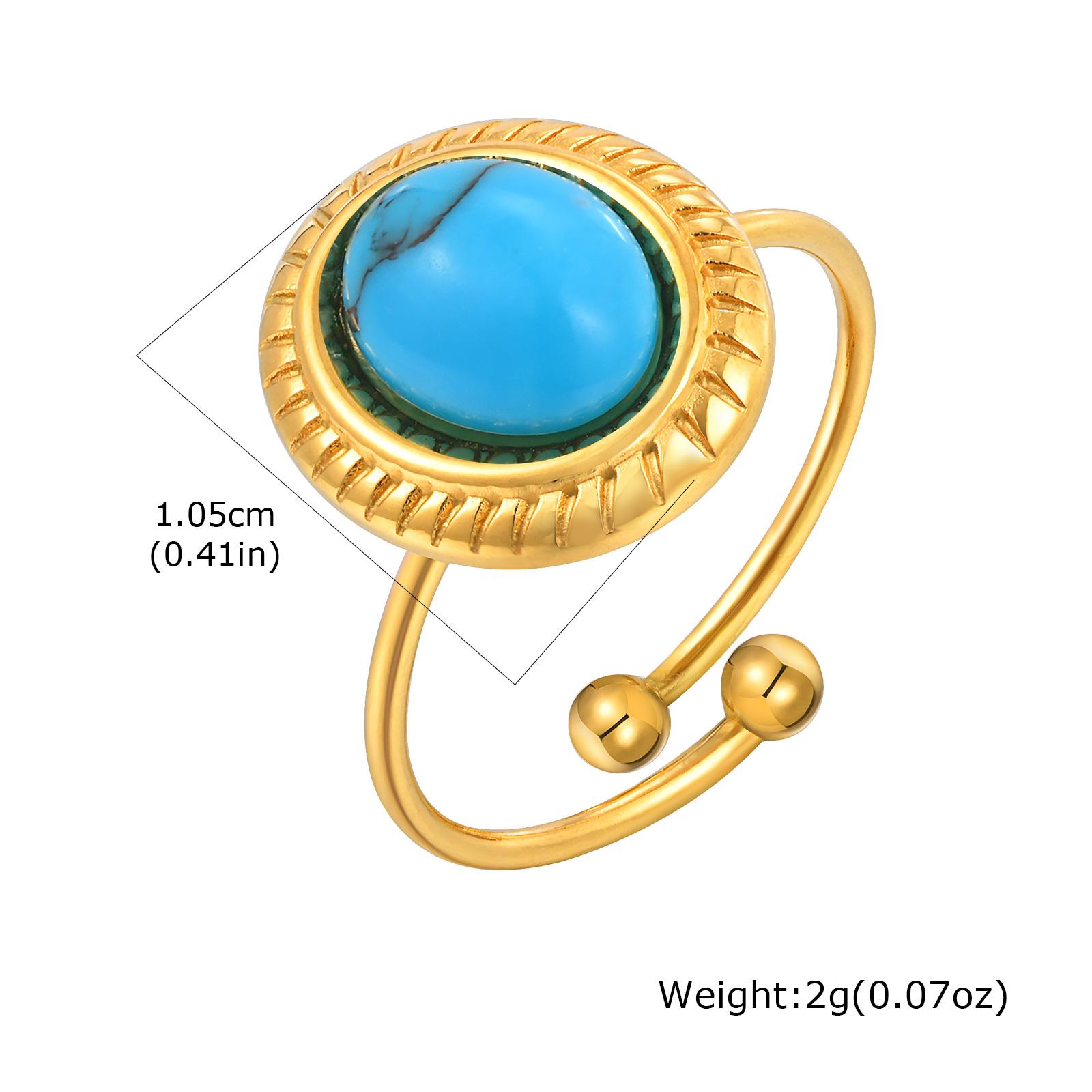

Vnox Vintage Opal Gold Color Rings For Women Stainless Steel Round Open Ring Multicolour Stone Waterproof Jewelry Never Lose
