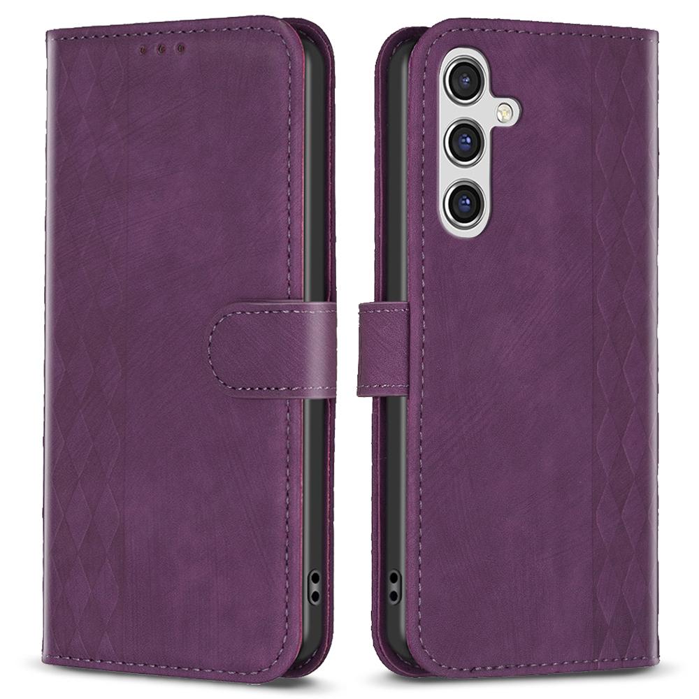 

For Samsung Galaxy A15 4G Case Imprinted PU Leather Phone Stand Wallet Cover Purple