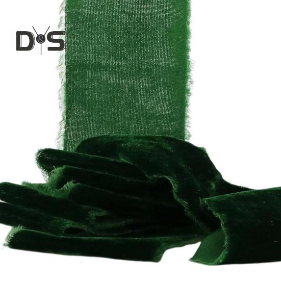 1 rulle sammetsband sliten kant enfärgad band i rustik stil fransar Boho presentförpackningsband för bukett julgran