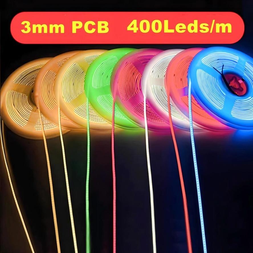 3MM Ultra-dünnes COB LED-Streifen 5V Bunt Dimmbar 3000K 4000K 6000K Hohe Dichte Flexibles Licht 400 LEDs für DIY Heimdeko Lampe