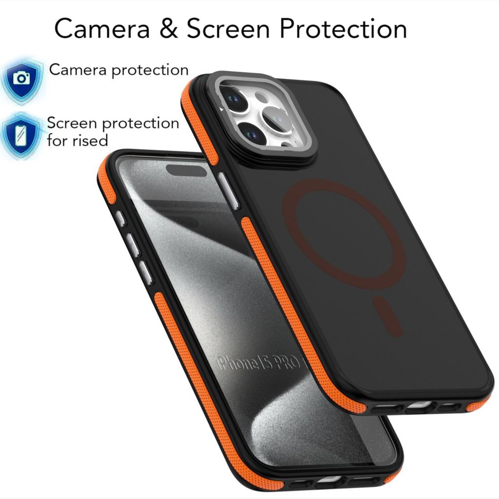 Passend für IPhone15Promax, zweifarbiger, sich wie Haut anfühlender Objektivhalter, Handyhülle, Apple 14 magnetischer Anti-Rutsch-Rand