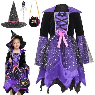 Kız Cadı Kostüm Çocuk Cadılar Bayramı Kostüm Çocuk Cadı Elbise Prenses Elbise Doğum Günü Partisi