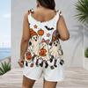 Women Plus Size Crew Neck Tank Romper Zebra Animal Print Jumpsuit Shorts