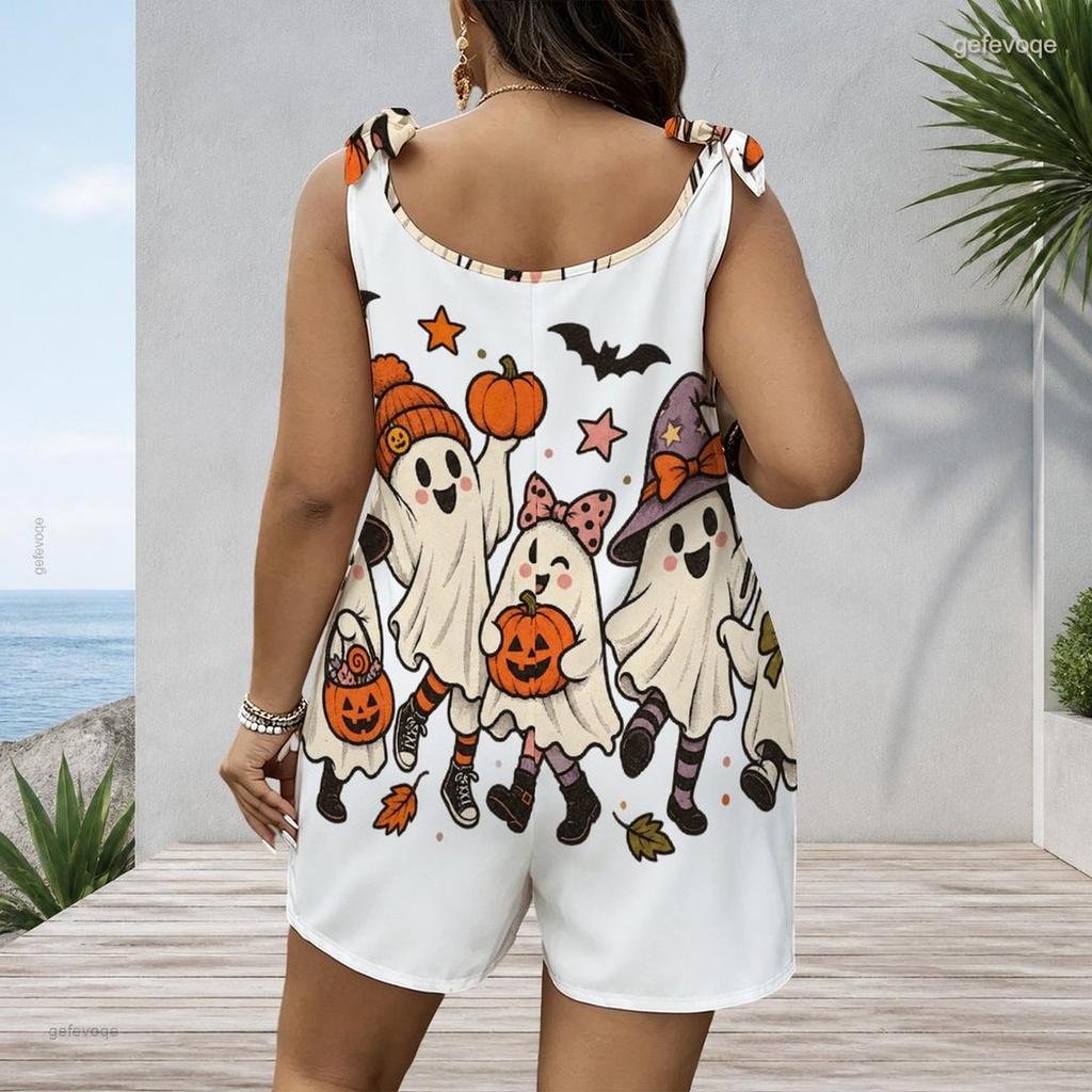 Women Plus Size Crew Neck Tank Romper Zebra Animal Print Jumpsuit Shorts