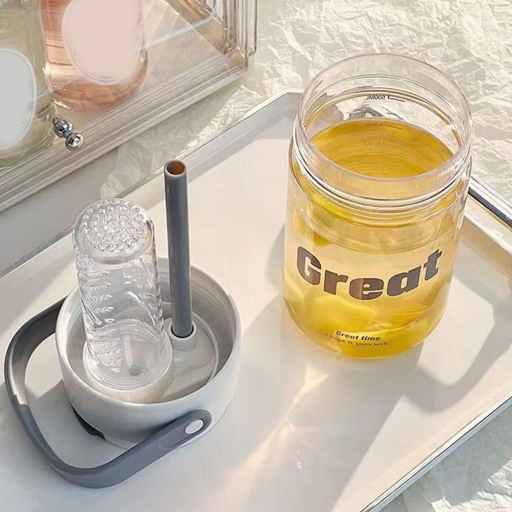 Plastic Water Bottle Large Portable Travel Bottle Sports Fitness Cup Drinking Straw Transparent Water Bottle
