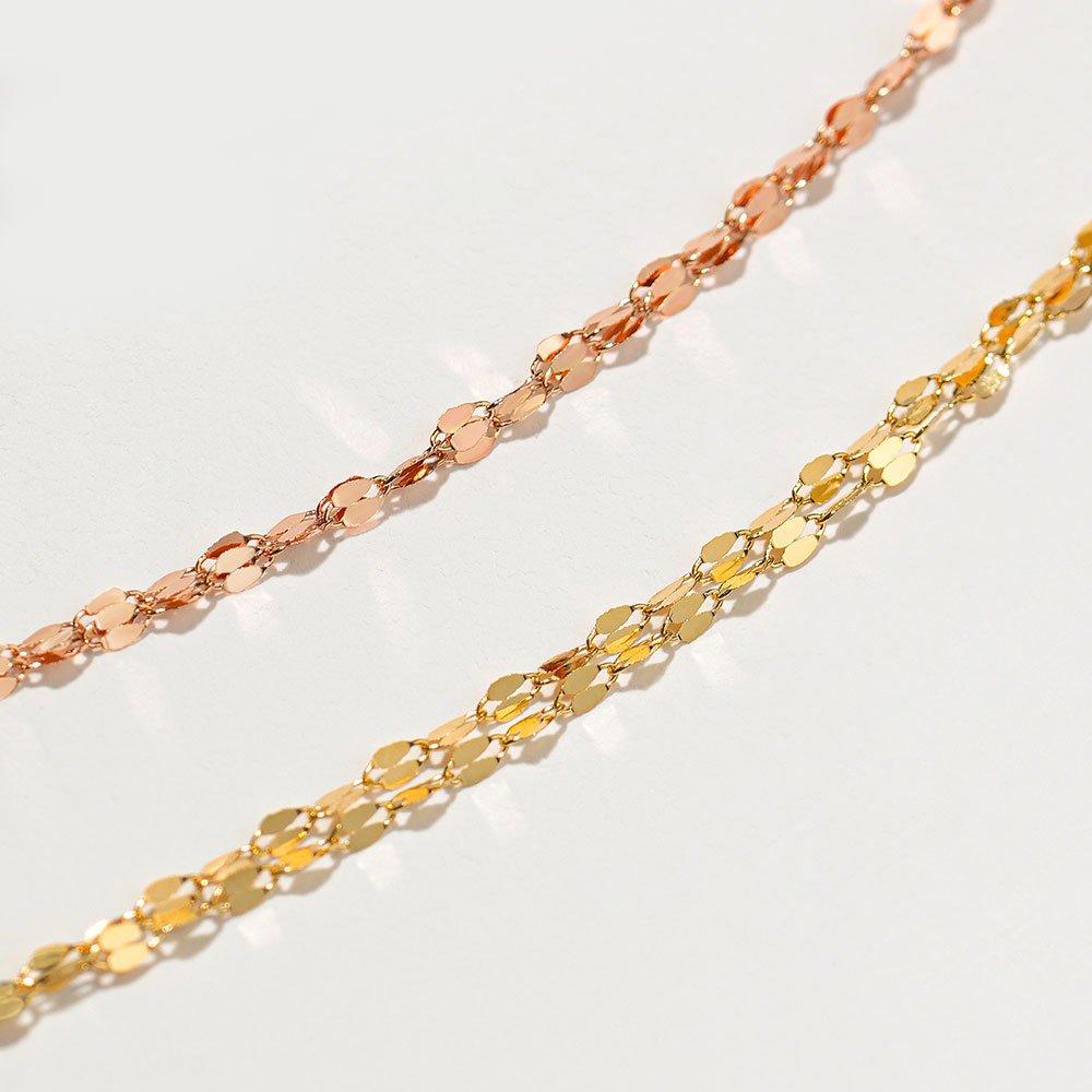 14K Gold Bracelet, 2-Row Chain