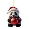 Christmas Panda Pendant: Acrylic Cartoon Panda for Tree or Car Decoration