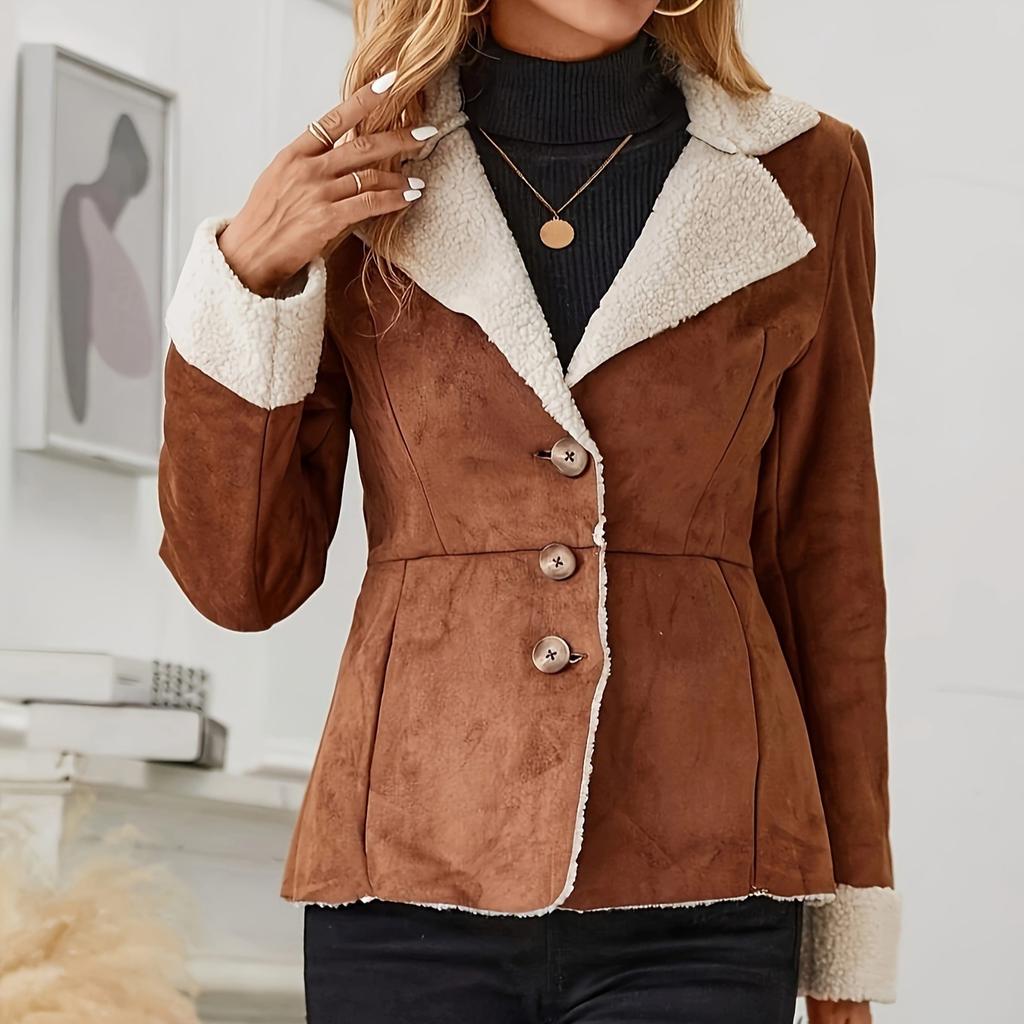 Herbst- und Winter Damen Casual Kältefest und Warm Revers Retro Jacke
