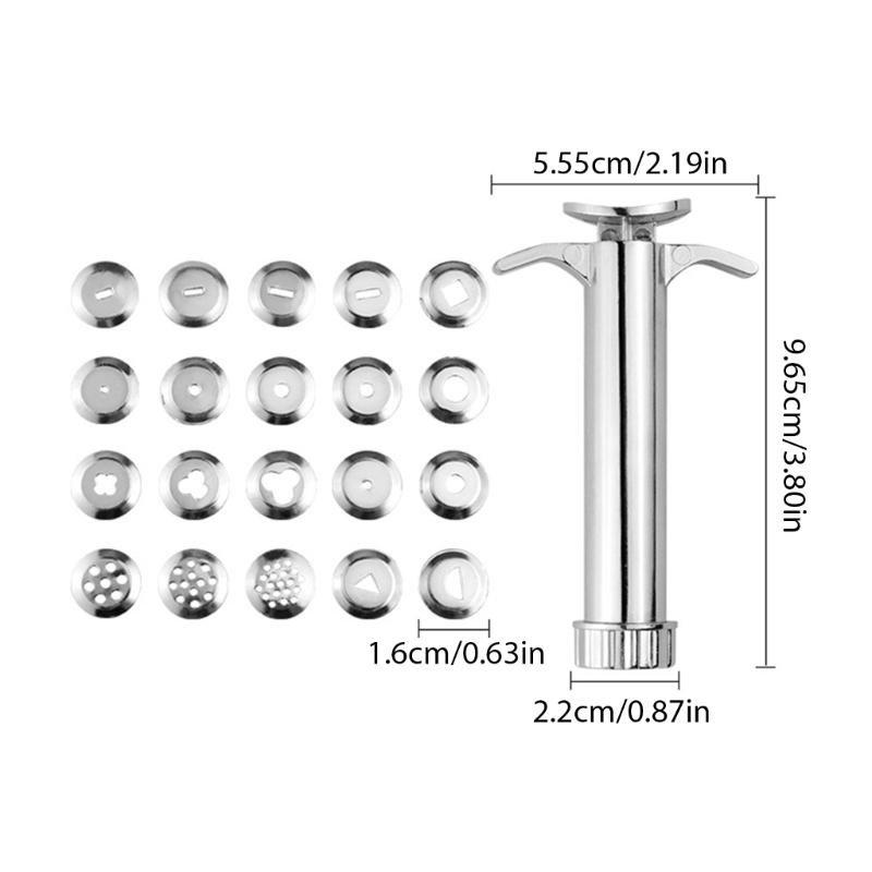 Stainless Steel Clay Extruder with 20 Tip Sugar Paste Extruder Clay Cutter Tool For Fondant Cake Decorating Clay Craft