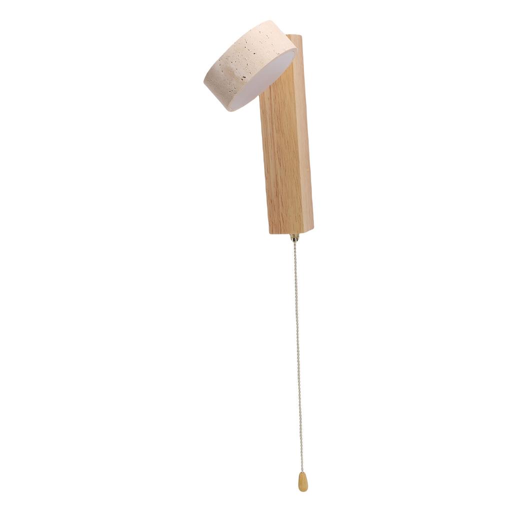 LED Wall Sconce Oak Wood Travertine Stone Modern Rotatable Wall Light Fixture Art Decor for Entryway Hallway Bedroom Bathroom