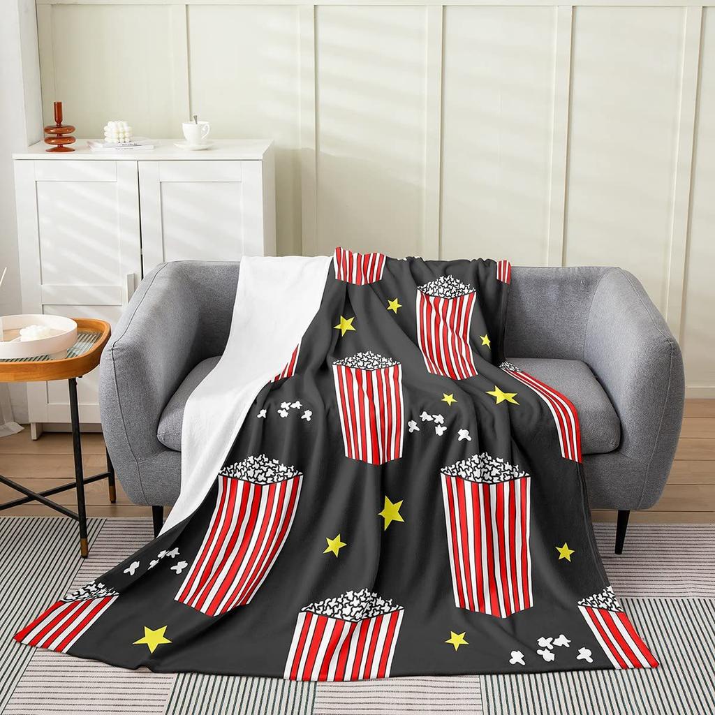 Popcorn Pattern Series Printed Blanket for Sofa Bed Travel Camping Living Room Office Conditioning Blanket for All Seasons Gifts