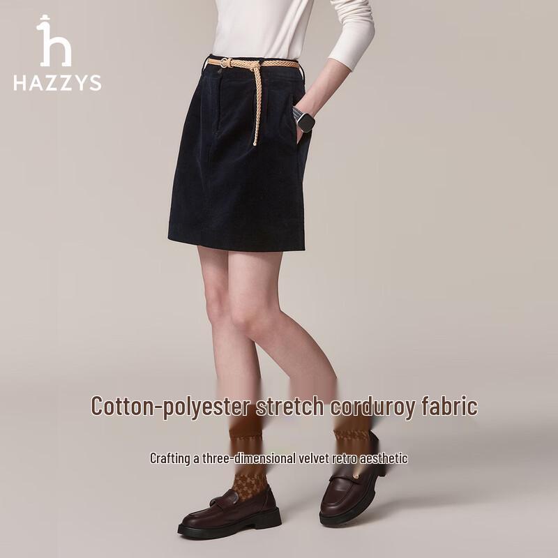 HAZZYS Women s PHIZ Series Retro Corduroy A-Line Short Skirt M (160/72A)