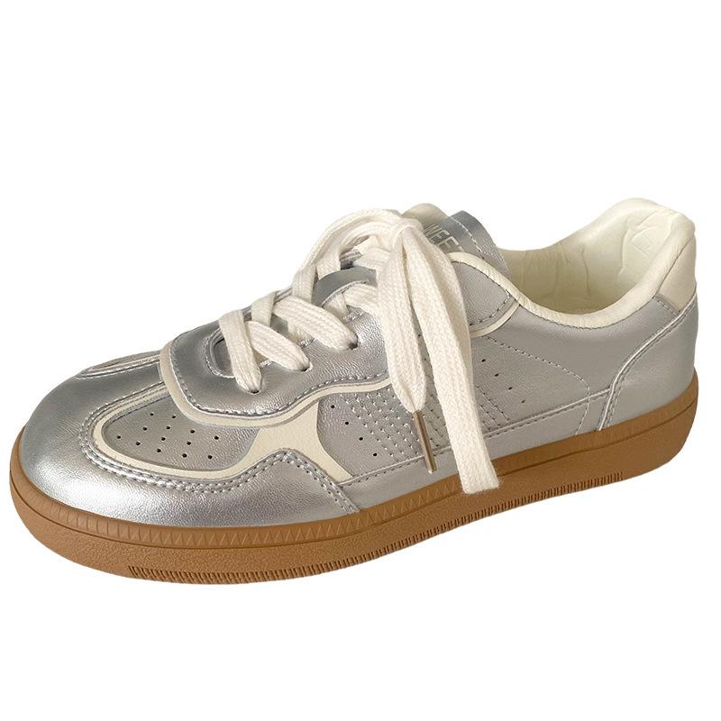 

B-9360 niche German training shoes women s autumn 2024 new flat-bottomed lace-up white shoes ins trendy casual board shoes 40 срібний
