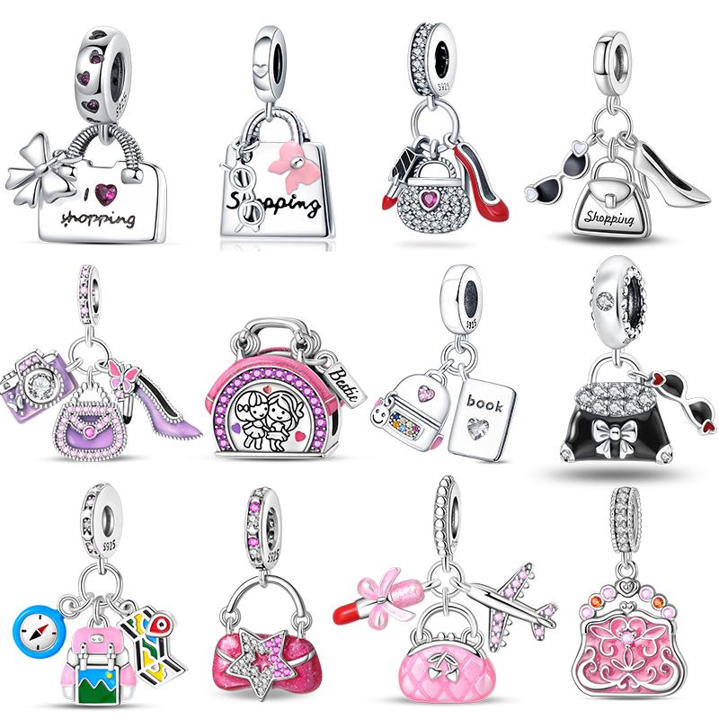 Charms Copper Casual Bag Travel Theme Series Beaded For 3Mm Original Bracelet Necklace Women Luxury Fine Jewelry Gift