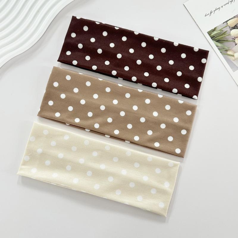 Retro Boho Breeze Wind Dot Stretch Women'S Hairbands Korean Ins Wide Headbands Yoga Sports Dating Hair Accessories