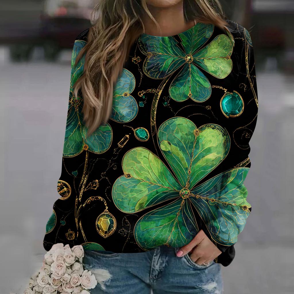 Dámská módní ležérní mikina s dlouhým rukávem a potiskem u krku