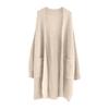 Women's Solid Color Long Sleeved Knee Length Knitted Cardigan, Lazy Trend, Medium Long Hair Jacket
