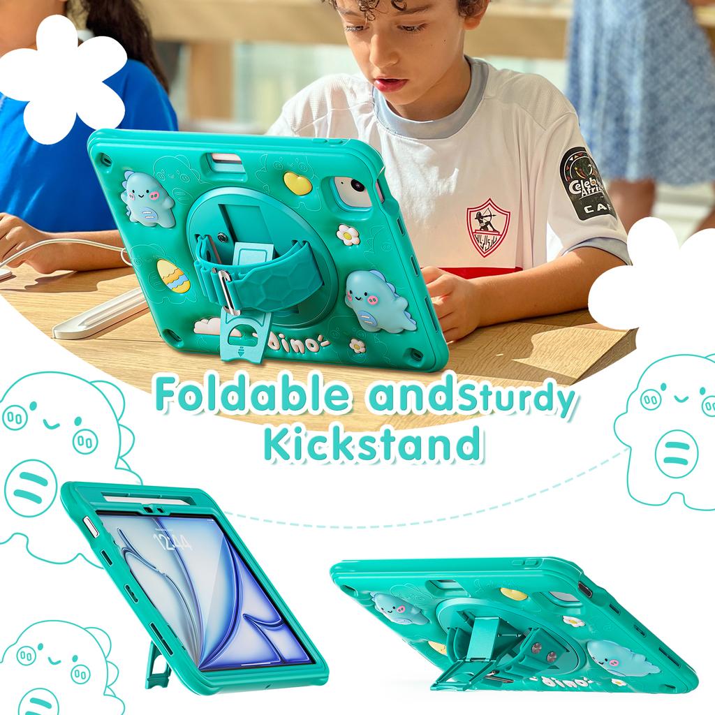 For iPad Air 11 (2025)/(2024)/Air (2022)/(2020)/Pro 11 (2022)/(2021)/(2020)/(2018) Case Kickstand PC+Silicone+TPU Cover