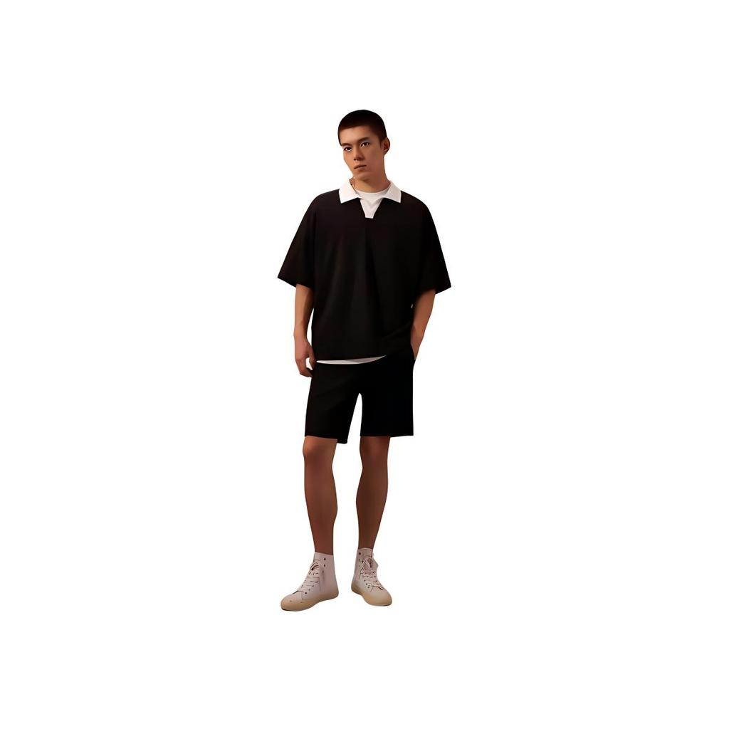 Calvin Klein Drawstring Waist Minimalist Embroidered Commuter Knit Casual Shorts Men Shorts Space-Black J326348