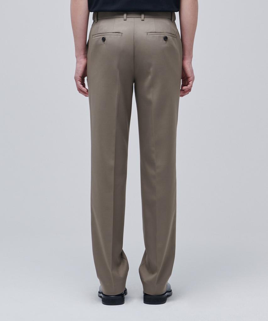 MUSINSA STANDARD Wool Blend Semi-Wide Hidden Elastic Waist Slacks [Dusty Beige]