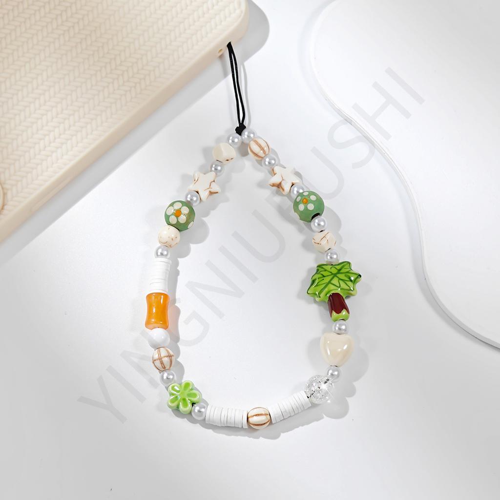 Summer Small Fresh Hawaiian Coconut Flower Mobile Phone Chain Beaded Chain Mobile Phone Lanyard Pendant