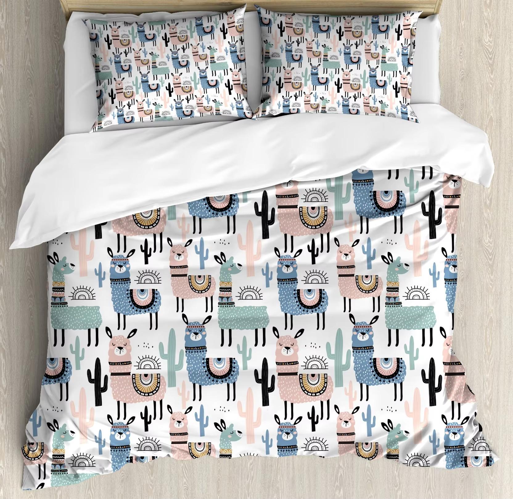 

Alpaca Soft Duvet Cover Set Young Boys Young Girls Lovely Carton Animal Warm Comforter Covers Children Kids plus Tenagers Rom Gren Beding 2/3 Pcs 135*200cm Eu-Single