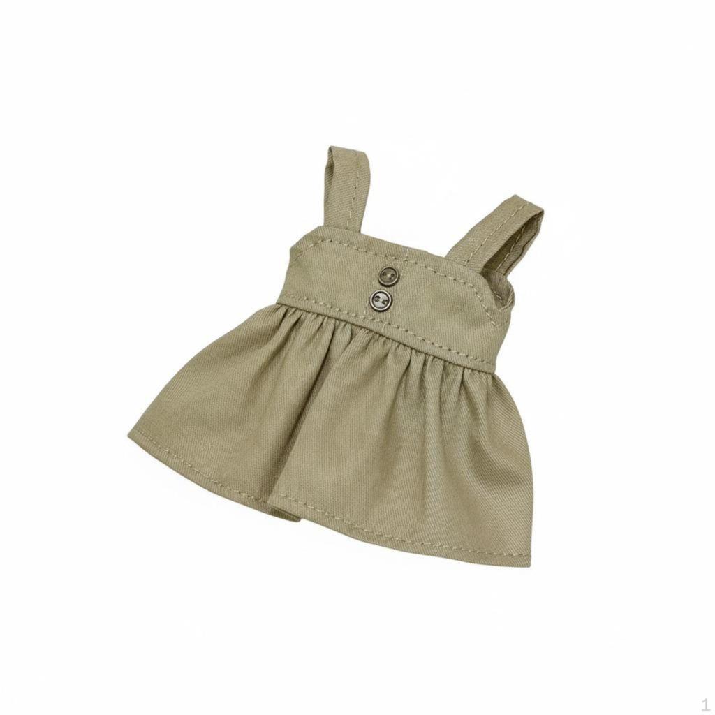 BJD Doll Outfit Aesthetic Apparel Cute Design Miniature Pleated Dress Brown Shoulder Strap
