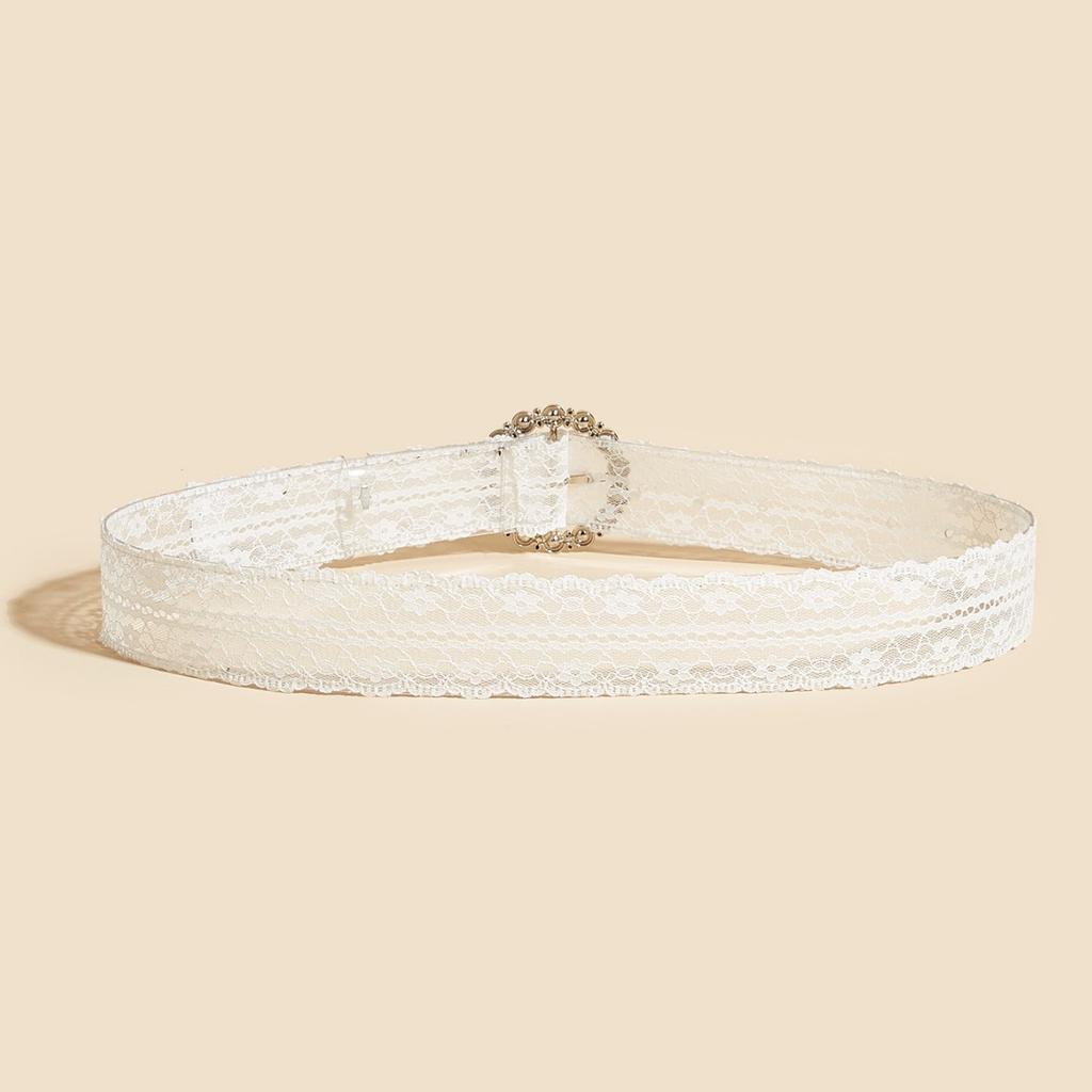 Pearl Buckle White Lace Belt Women's Decorative Skirt Design Belt