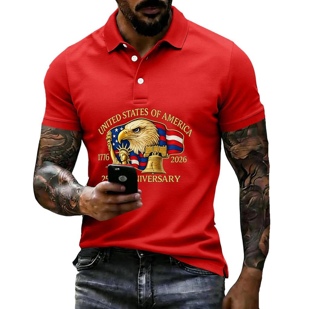 Men's Loose And Casual Flag-print T-shirt, Short Sleeve Shirt