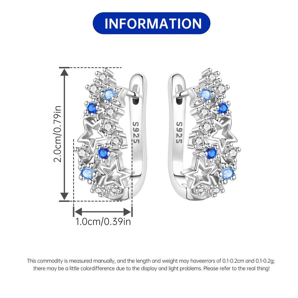 S925 Silver Blue Star River Earrings Hoop Earrings Women Jewelry Trendy Anniversary Gifts