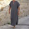 Herren Plus Size Vintage Muslim Robe V-Ausschnitt Casual Loose Langarm Kleid