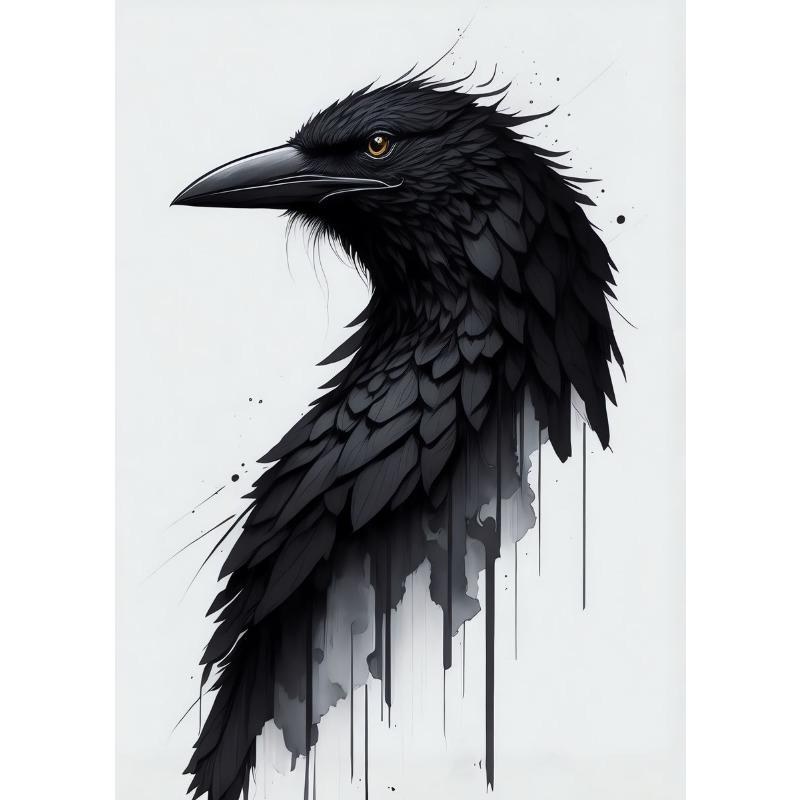 Black Crow Canvas Poster Watercolor Raven Animal Bird Wall Art Picture for Living Room Bedroom Bar Club Modern Home Decor Gift