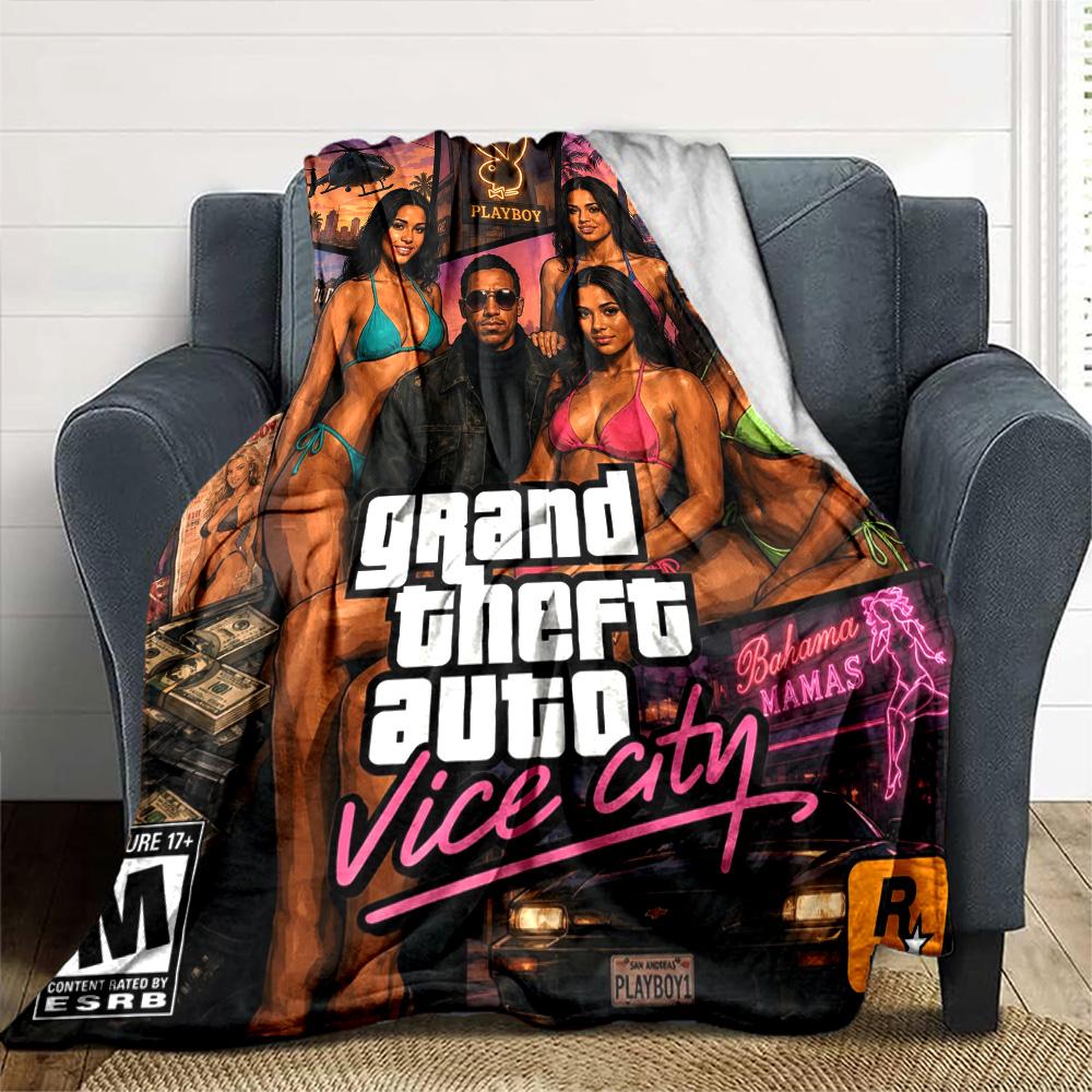 Grand Theft Auto Blanket Comfortable Perfect for Sofa Couch Bed Four Seasons Universal Digital Print Suitable for Gifting Relatives and Friends