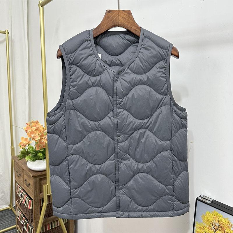 Men's Down V-Neck Sleeveless Vest - 2025 Autumn/Winter White Duck Down Gilet