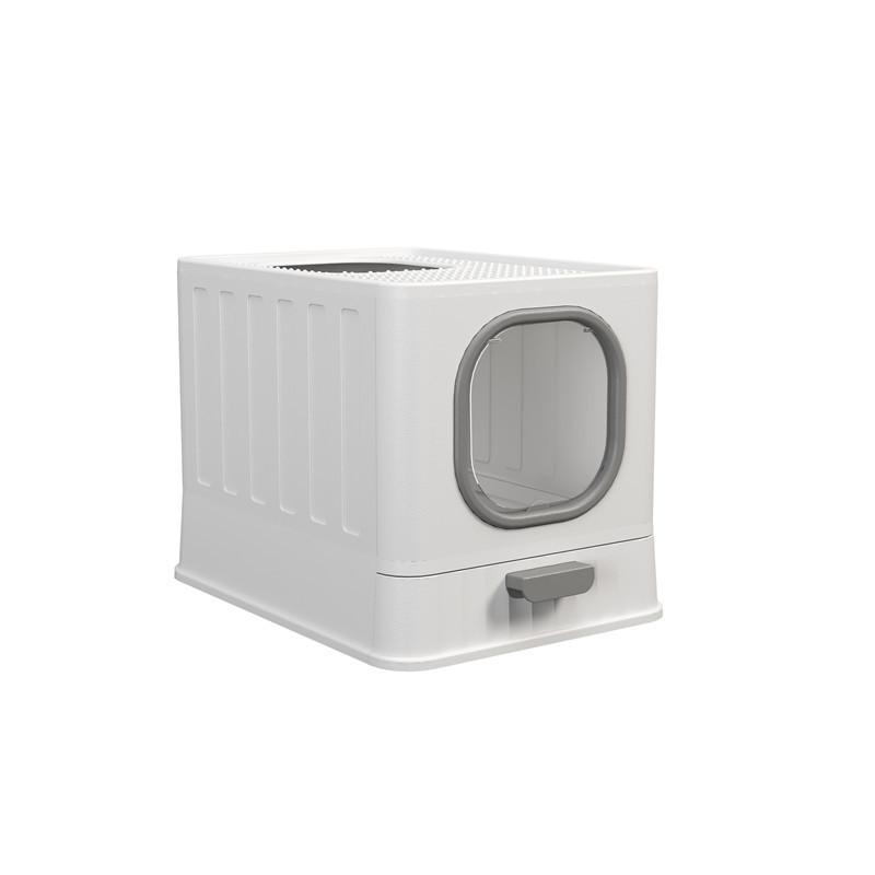 

Cat Litter Box with Lid Enclosed Cat Potty Top Entry Anti-Splashing Toilet Easy to Clean with Cat Litter Scoop серый