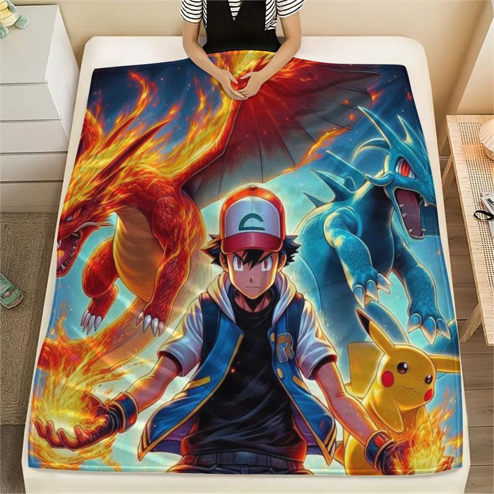 

Pokemon Quiet Rest Printed Flannel Blanket, Multipurpose Warm Cover for Indoor Space and Outdoor Trip.-TING 75x90cm