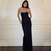 2023 Winter Women's Sexy Bandeau Fishtail Dress - European & American Style, Micro-Transparent Design
