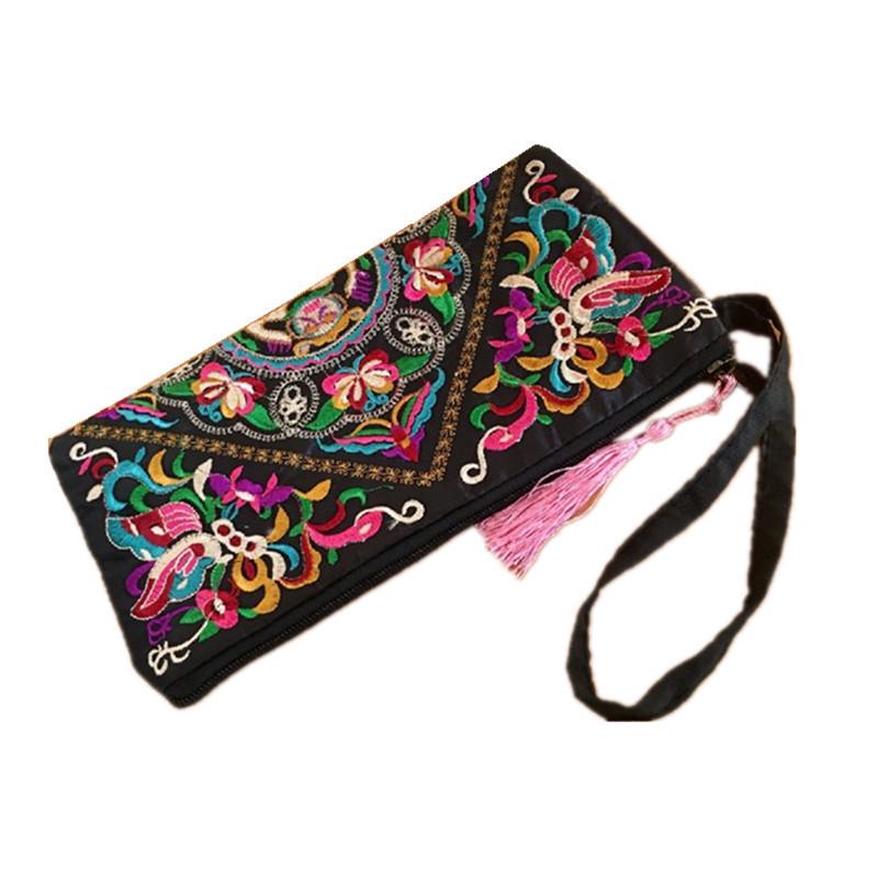 Yunnan Ethnic Style Women's Embroidered Clutch Bag - Retro Wallet with Traditional Design