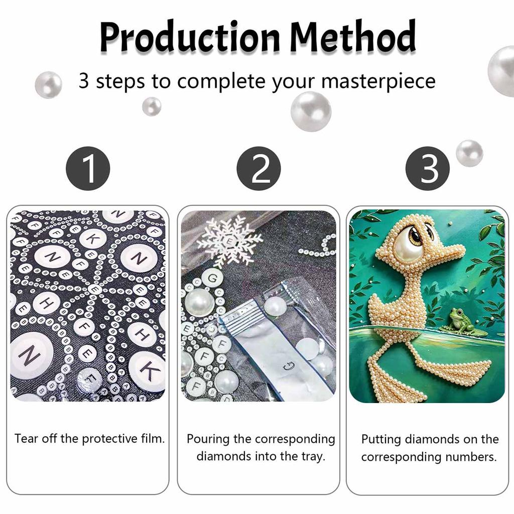 5D DIY Pearl Art Kit Cute Duck And Frog Themed Decor Home Wall Decoration