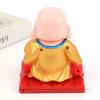 Online Solar-Powered Wooden Little Monk Car Figurine - Buddha Decoration