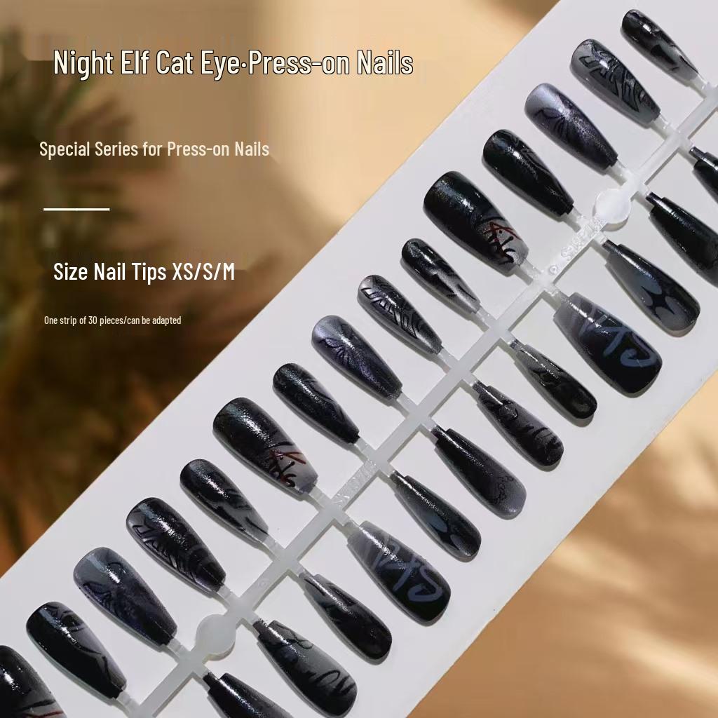 

Готический кошачий глаз нейл-арт: Высококачественные длинные носибельные ногти в стиле туши