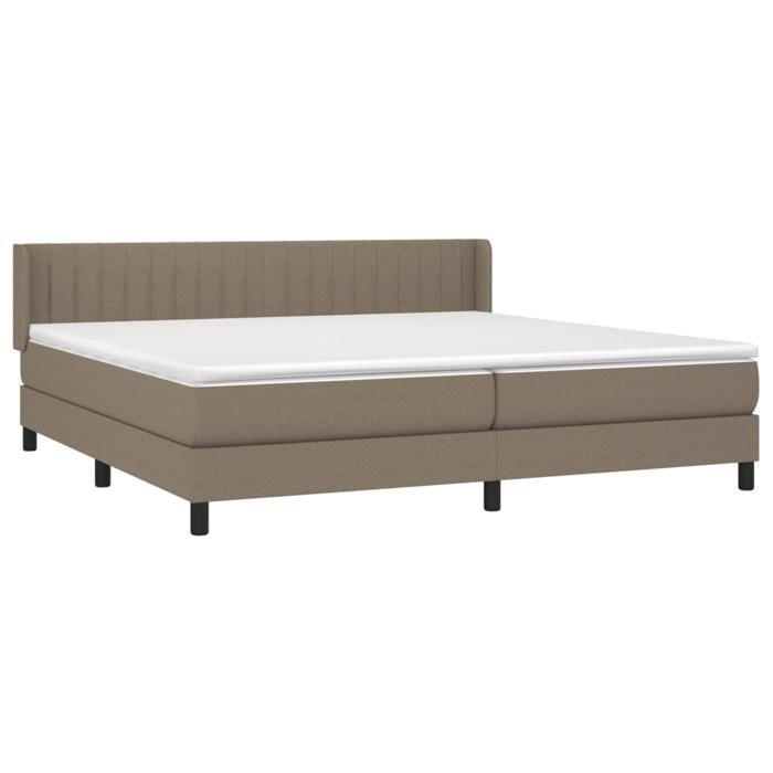 Maison Exclusive - Bed Slat Base with Taupe Mattress 200x200 Cm Fabric