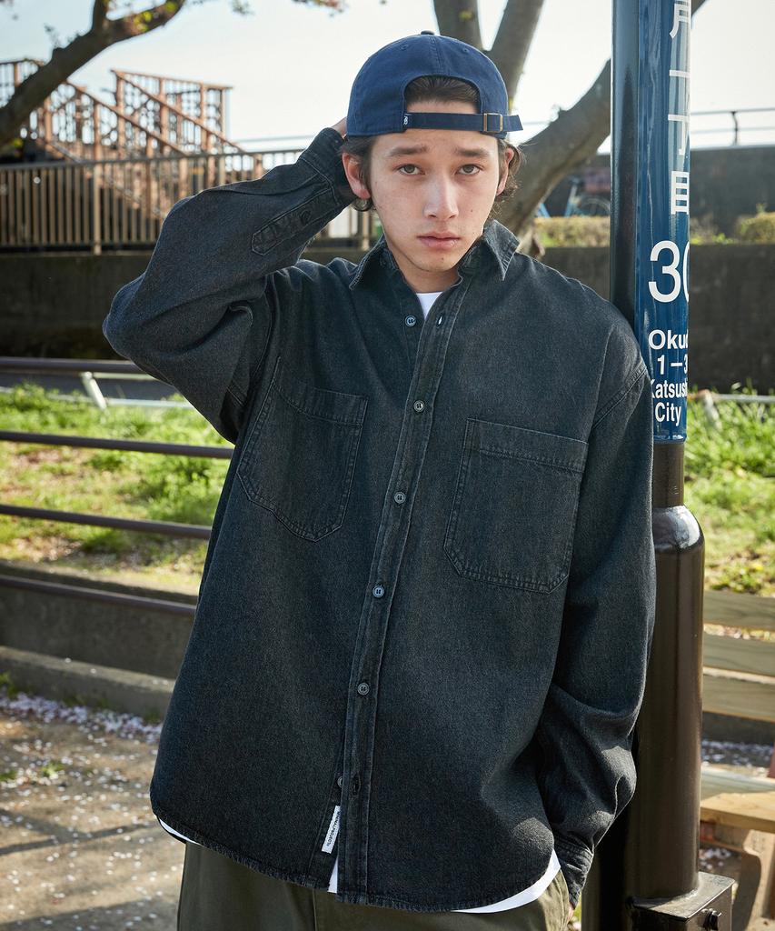 Minimal Project Oversized Washed Denim Shirt Mls219 / 2 Colors