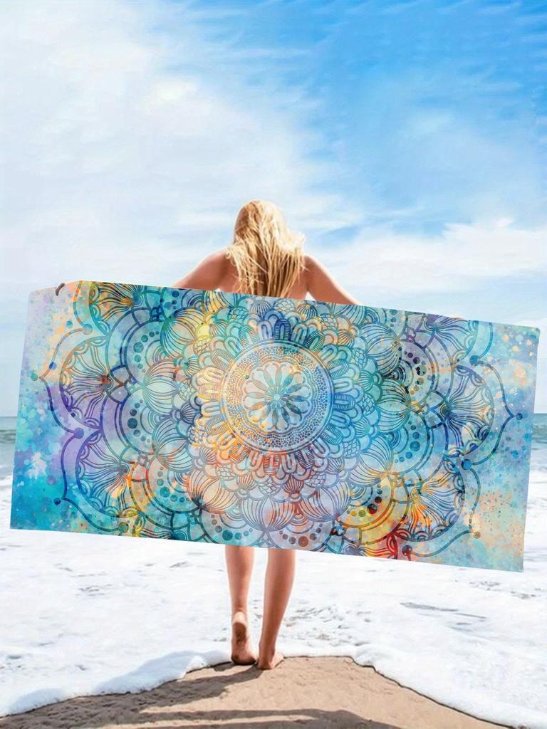 1PC Mandala Pattern Beach Towel for Abuela Abuelo Mama Papa Festival Day Birthday Quick-Dry Towel For Bath Yoga Tourism Swimming